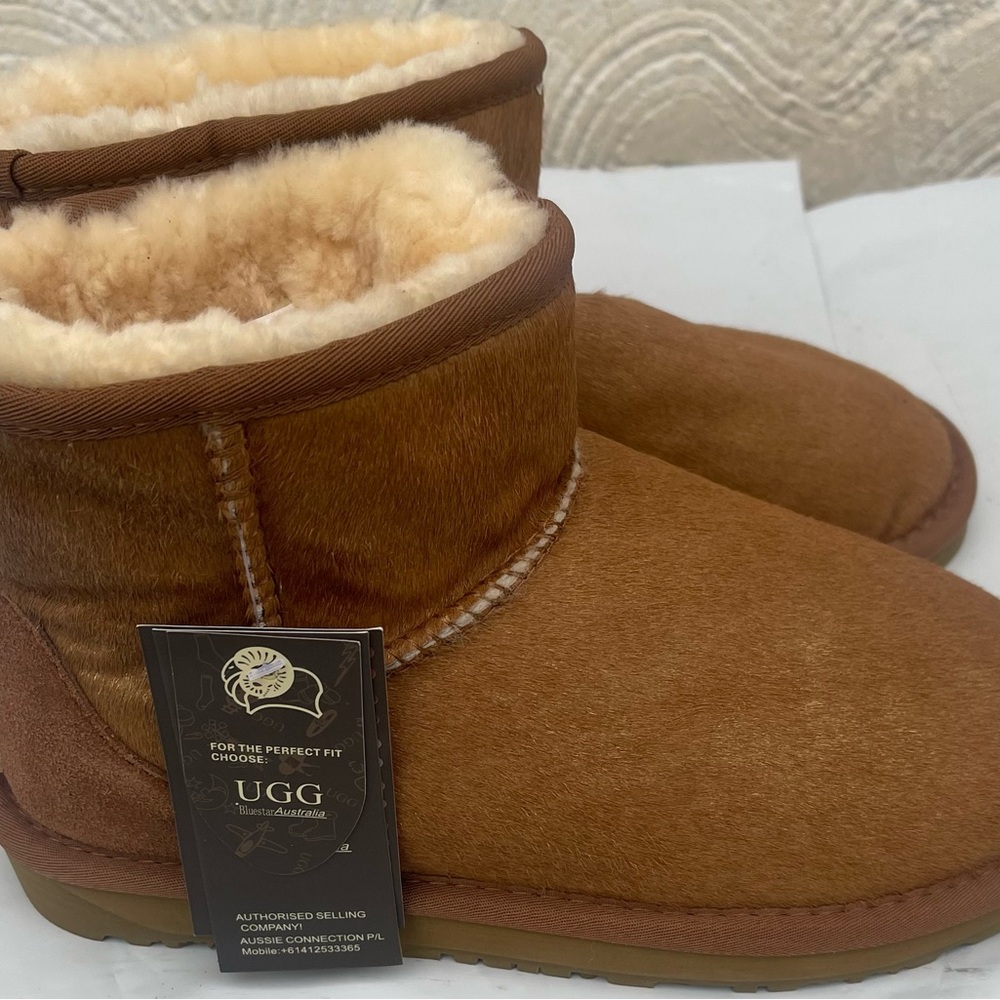 UGG CLASSIC ULTRA MINI CHESTNUT BOOTS Sheepskin Footwear NWOT - Picture 4 of 10